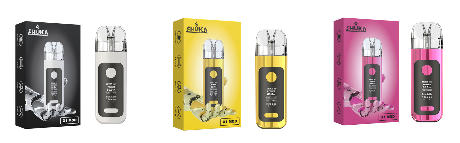 EHUKA X1 kit 60w MOD Shisha E hookah Dual-use Replaceable Pod Vape with Smart Display