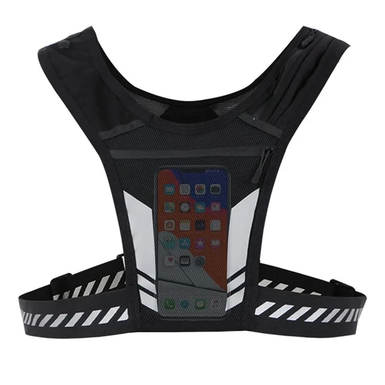 Running Vest Chest Phone Holder Adjustable Waistband Reflective Training Workout Gear with Multiple Pockets-Cellmalls
