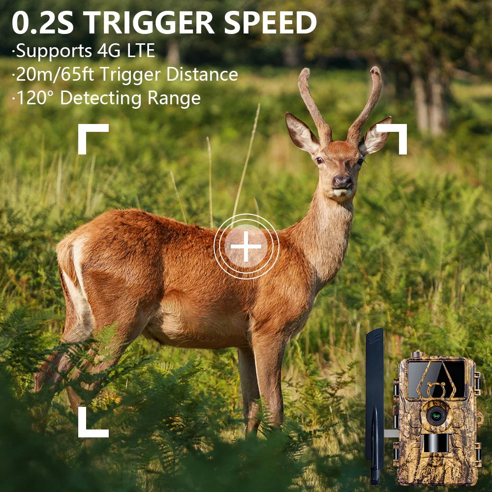 PR801LTE 4G Trail Camera 60MP 8K 0.2S Trigger Hunting Camera with IP66 Waterproof for Wildlife Monitoring - EU Version-Cellmalls