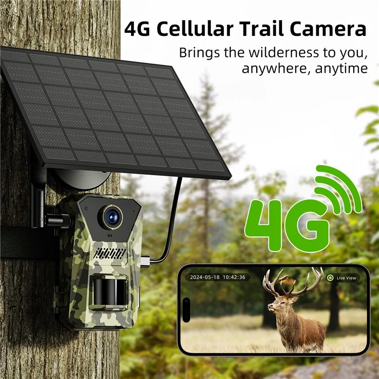 F8 Solar 4G Trail Camera Waterproof PIR Night Vision HD Outdoor Hunting Camera-Cellmalls