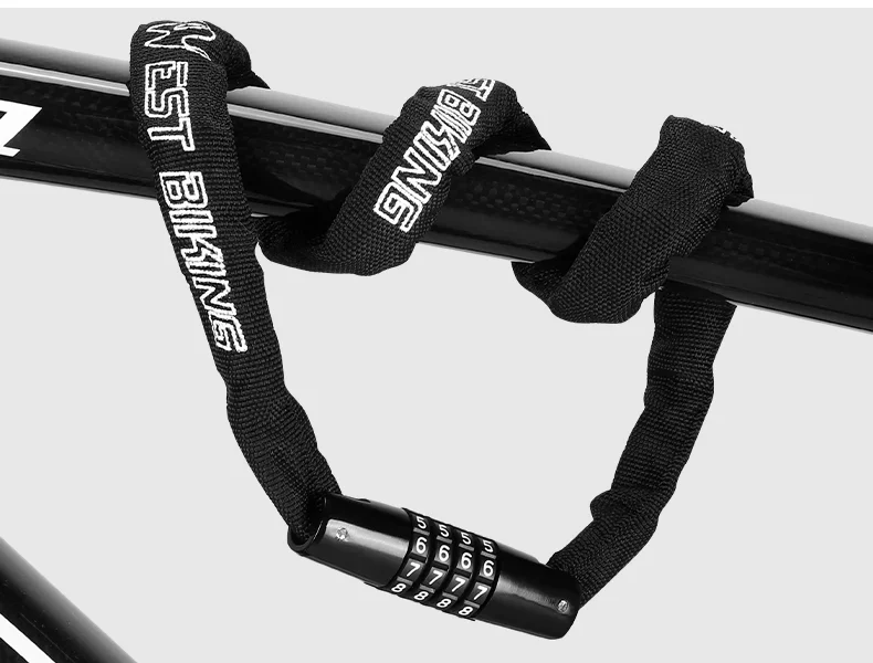 WEST BIKING YP0705089 0.65m Bike Chain Lock 4 Digit Resettable Combination Alloy Bicycle Locks for Bikes, Scooter, Door-Cellmalls