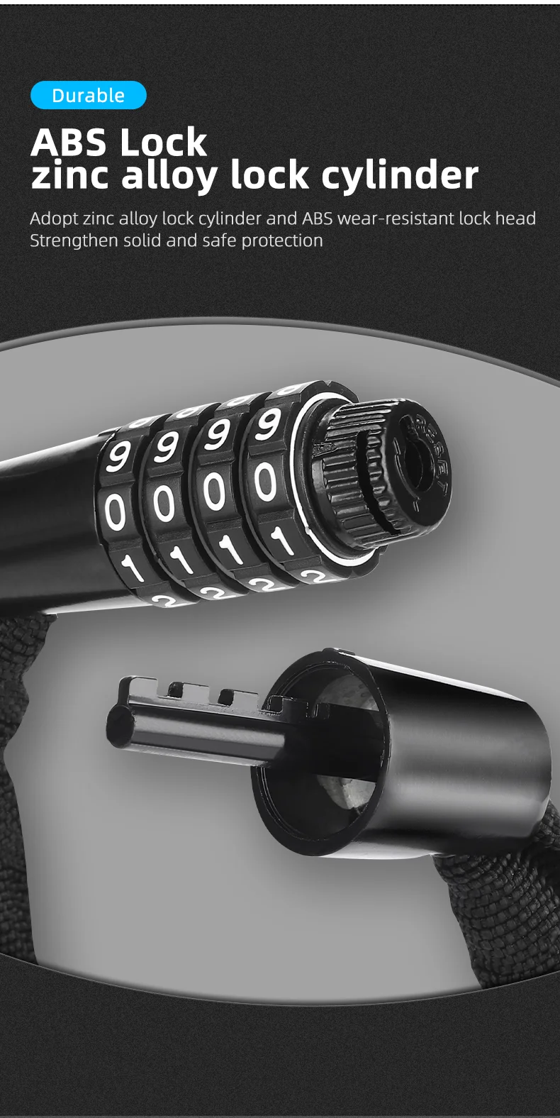 WEST BIKING YP0705089 0.65m Bike Chain Lock 4 Digit Resettable Combination Alloy Bicycle Locks for Bikes, Scooter, Door-Cellmalls