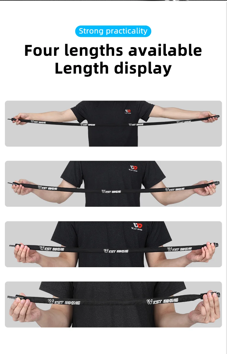 WEST BIKING YP0705089 0.65m Bike Chain Lock 4 Digit Resettable Combination Alloy Bicycle Locks for Bikes, Scooter, Door-Cellmalls