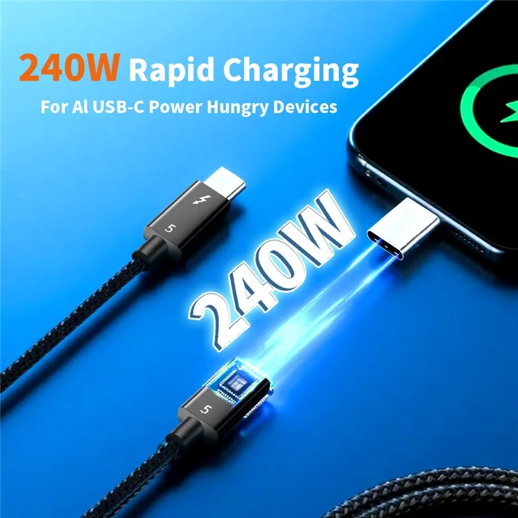 2m 80Gbps Ultra-Fast Thunderbolt 5 USB Type-C Cable Supports 8K 60Hz Display PD 240W Charging Power-Cellmalls