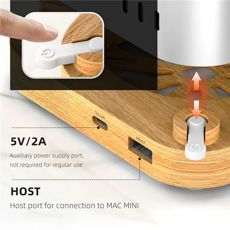 AJM4-FH For Mac Mini M4  /  M4 Pro Wooden Expansion Dock USB 3.0 Hub TF / SD Card Reader Anti-Dust Stand-Cellmalls