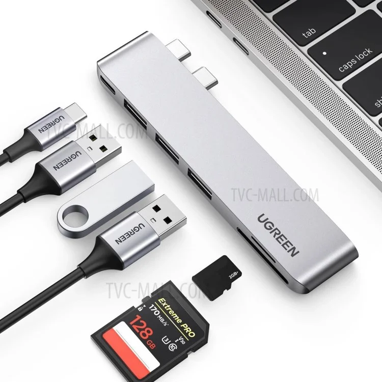 UGREEN 60560 USB-C Hub Splitter Adapter Thunderbolt 3 Dock Card Reader for MacBook Pro / Air-Cellmalls