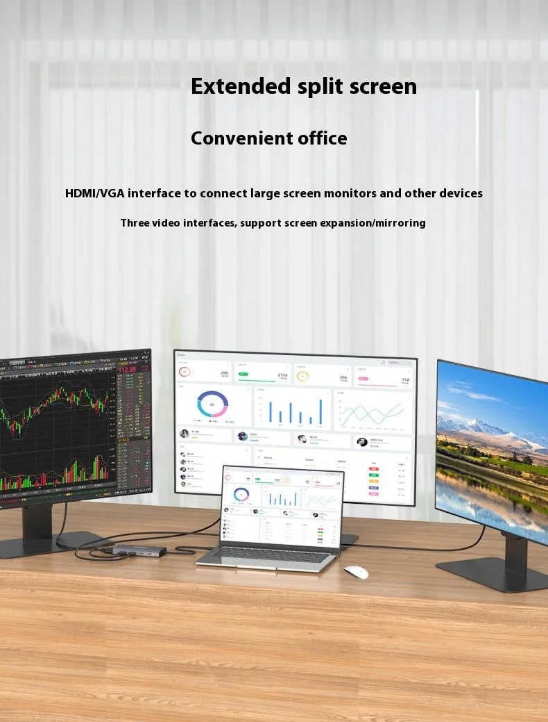 ONTEN UC601 USB 3.0 Hub Docking Station Gigabit Ethernet RJ45  /  Dual HDMI 4K  /  Type-C Multifunction Adapter - Grey-Cellmalls