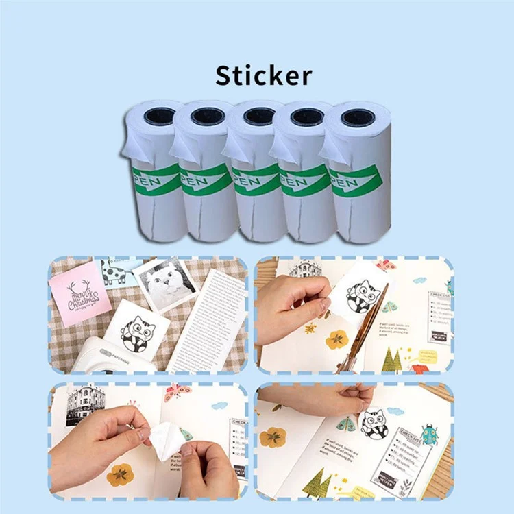 5 Roll 57x25mm Self-Adhesive Thermal Printing Paper White Label Thermal Paper Printer Accessory-Cellmalls