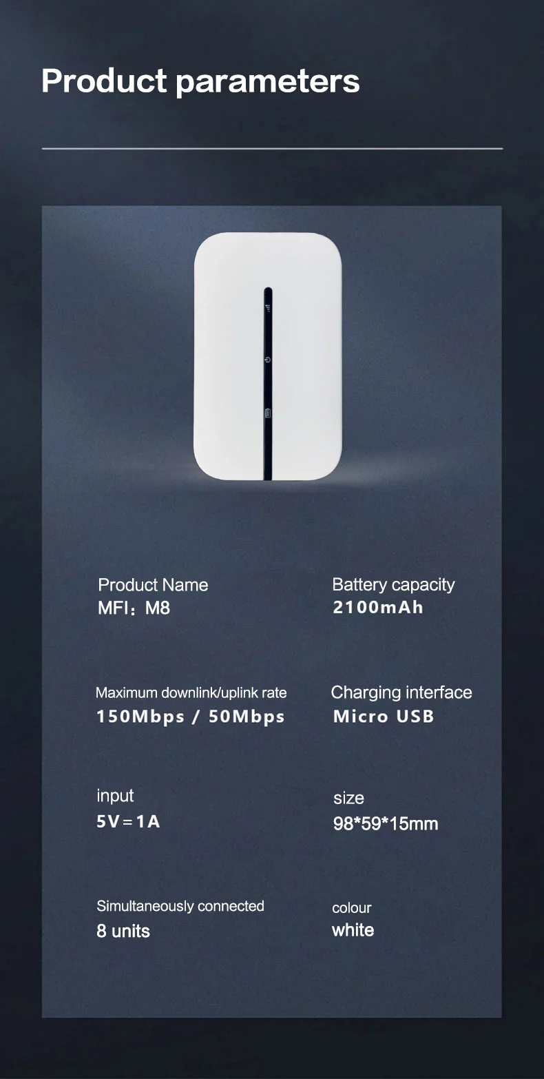 M8 Portable 4G LTE Router 150Mbps High Speed Pocket WiFi Hotspot Modem, EU Version-Cellmalls