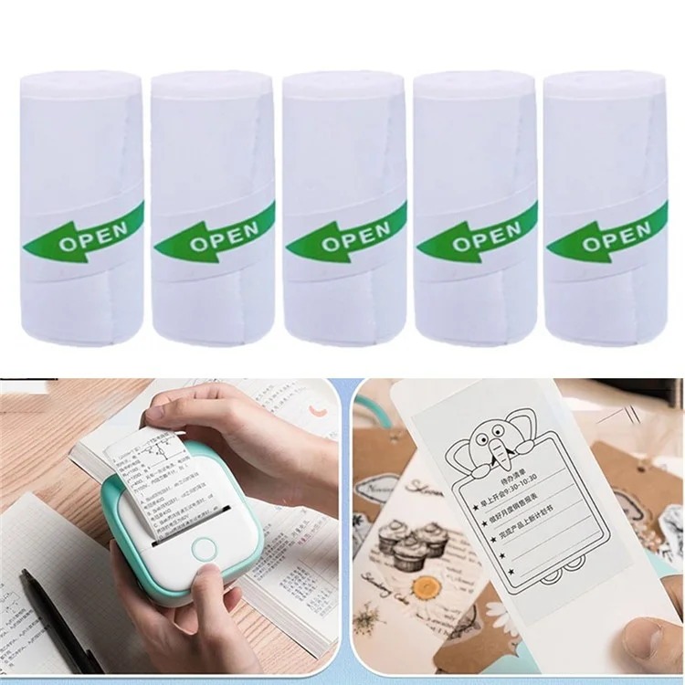 5 Roll 57x25mm Self-Adhesive Thermal Printing Paper White Label Thermal Paper Printer Accessory-Cellmalls