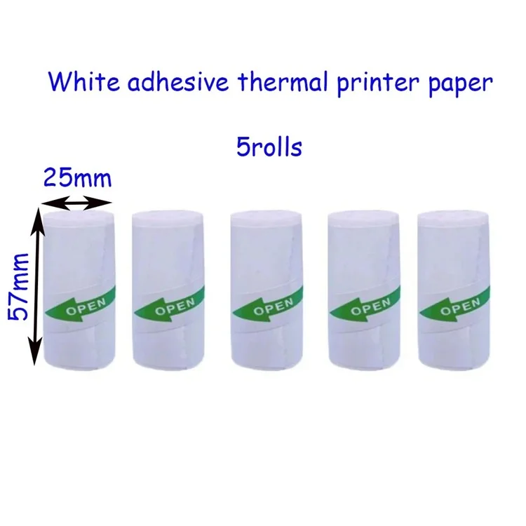 5 Roll 57x25mm Self-Adhesive Thermal Printing Paper White Label Thermal Paper Printer Accessory-Cellmalls