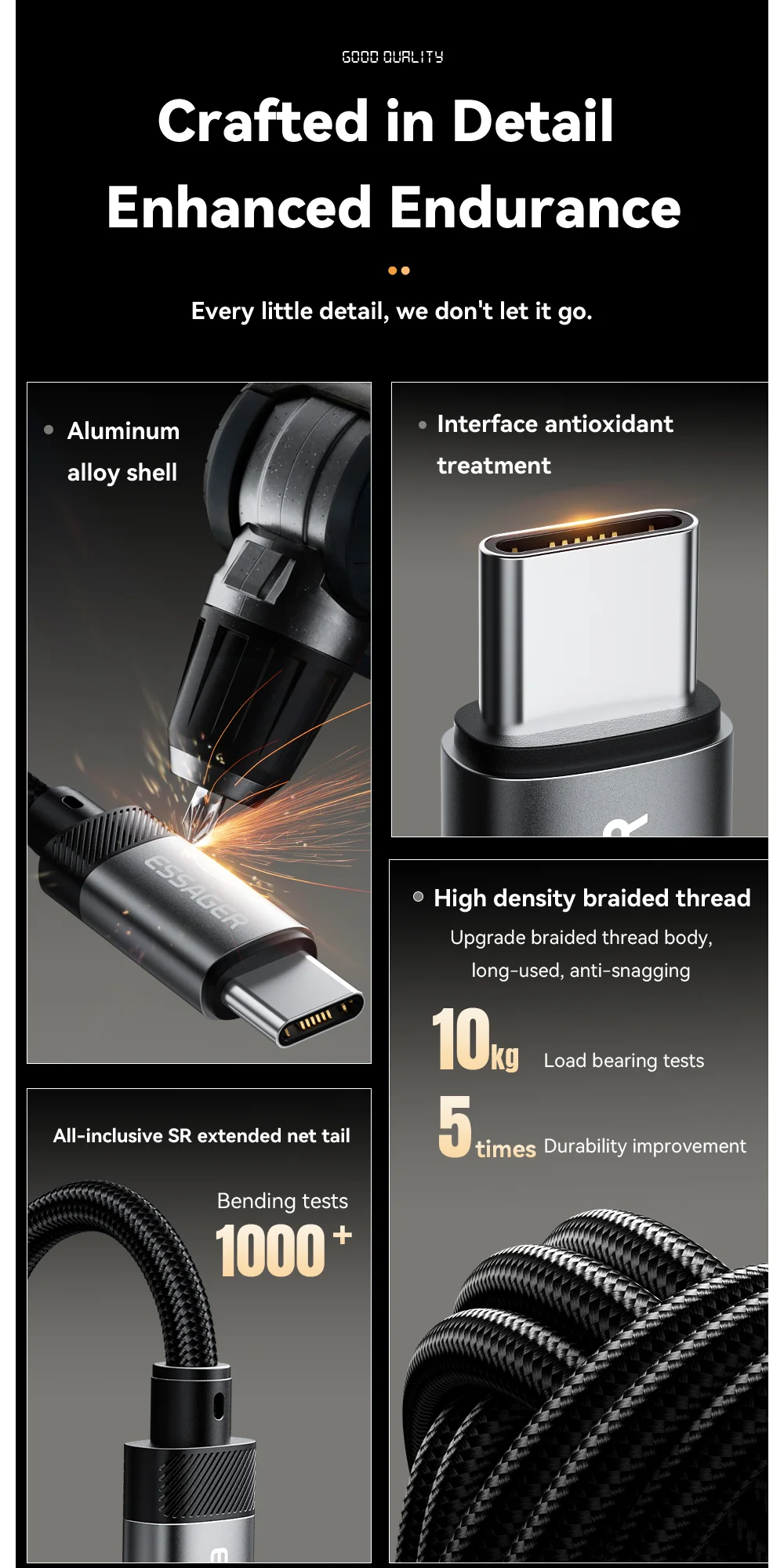 ESSAGER Type-C Male to 3.5mm Female Headphone Connection Audio Adapter Cable-Cellmalls