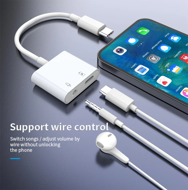 MH-CM33S USB-C to 3.5mm Headphone Audio Adapter Type-C Jack AUX Dongle Converter-Cellmalls