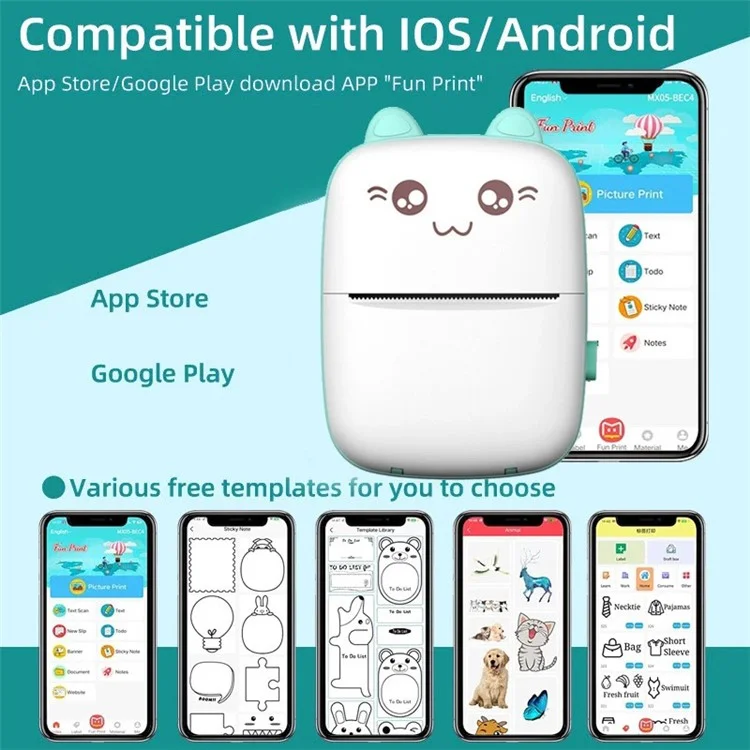 C9 Inkless Printer Portable Thermal Photo Printer Compact Pocket Student Mini Label Printer - Blue-Cellmalls