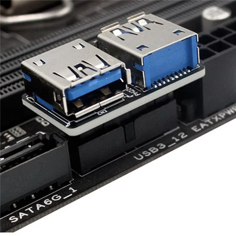 U3-056 Dual USB 3.0 A Type Female to Motherboard 20Pin Box Header Slot Adapter PCBA Flat Type Converter-Cellmalls