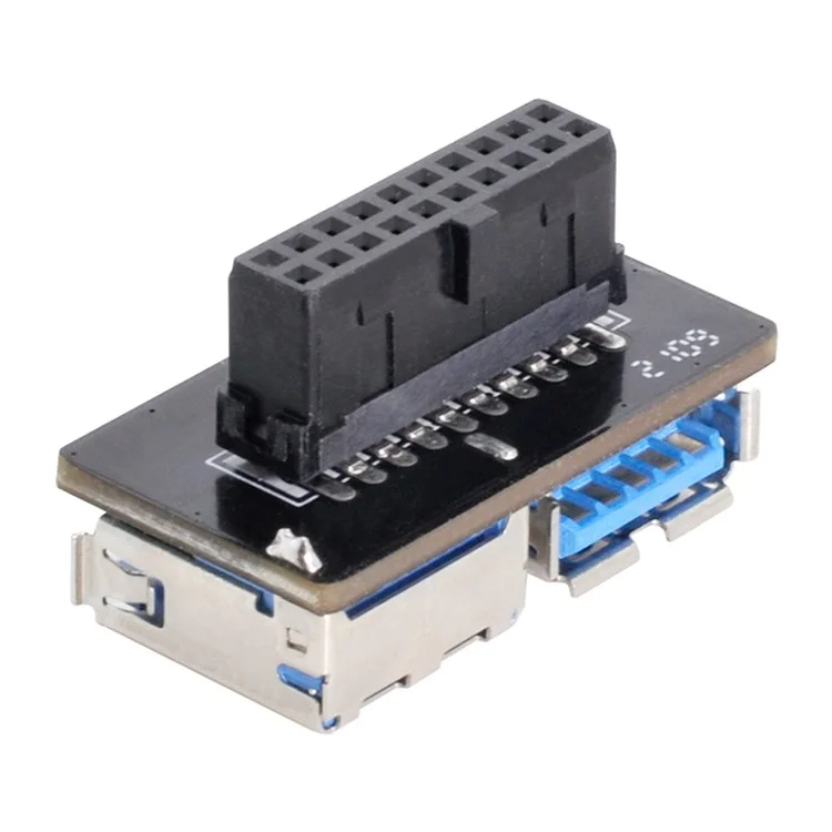 U3-056 Dual USB 3.0 A Type Female to Motherboard 20Pin Box Header Slot Adapter PCBA Flat Type Converter-Cellmalls