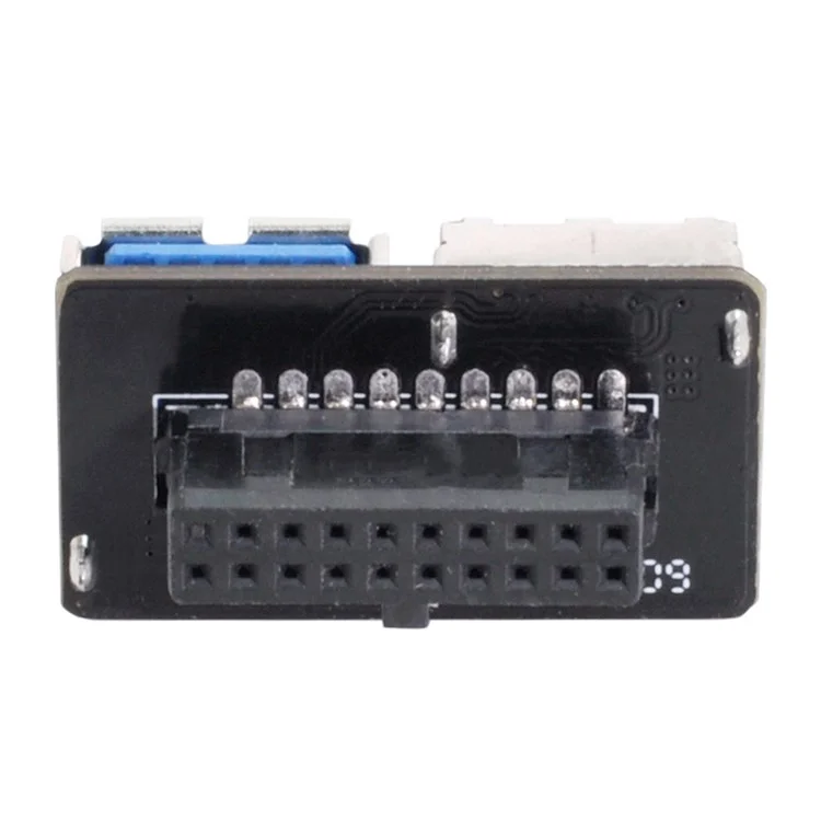U3-056 Dual USB 3.0 A Type Female to Motherboard 20Pin Box Header Slot Adapter PCBA Flat Type Converter-Cellmalls