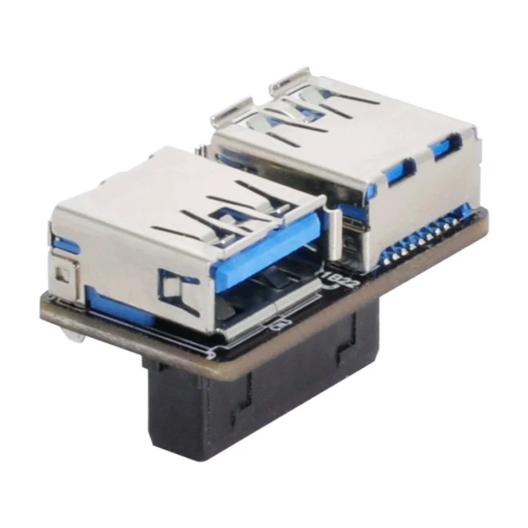 U3-056 Dual USB 3.0 A Type Female to Motherboard 20Pin Box Header Slot Adapter PCBA Flat Type Converter-Cellmalls
