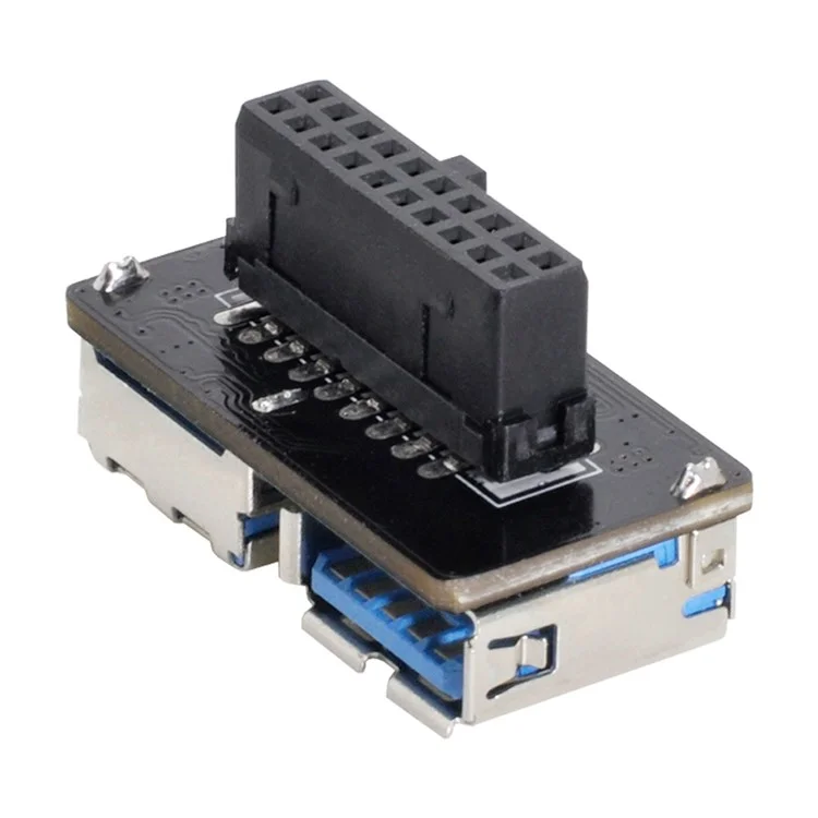 U3-056 Dual USB 3.0 A Type Female to Motherboard 20Pin Box Header Slot Adapter PCBA Flat Type Converter-Cellmalls