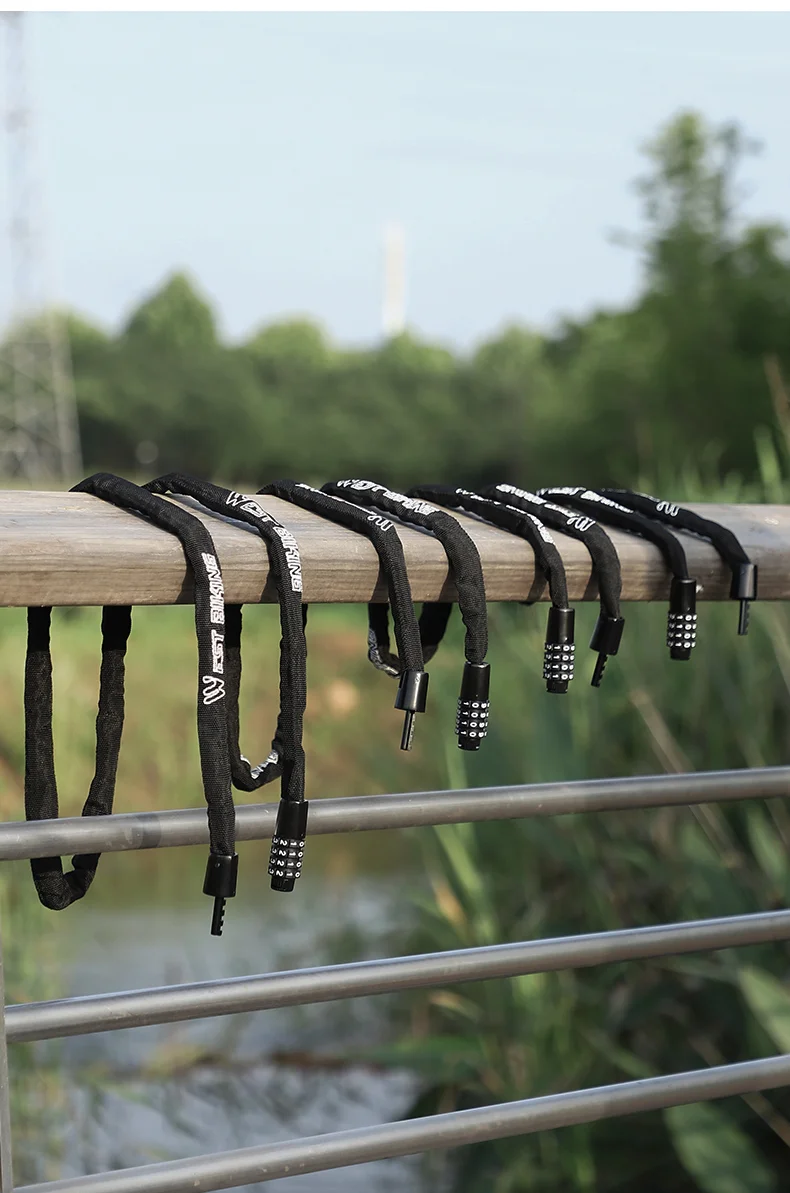 WEST BIKING YP0705089 0.65m Bike Chain Lock 4 Digit Resettable Combination Alloy Bicycle Locks for Bikes, Scooter, Door-Cellmalls