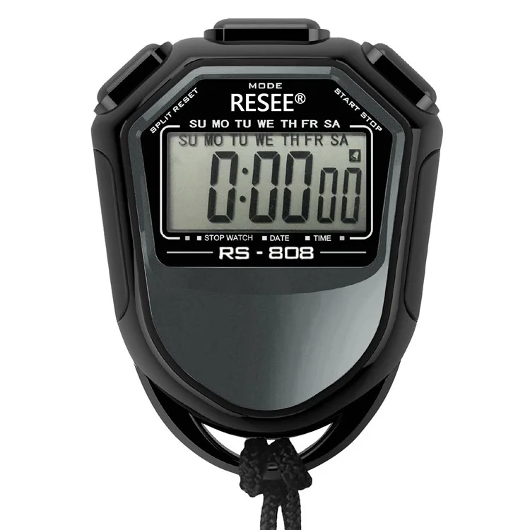 RESEE RS-808 Handheld Stopwatch LCD Screen Timer Swimming Running Sports Chronograph Counter with Lanyard-Cellmalls
