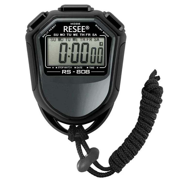 RESEE RS-808 Handheld Stopwatch LCD Screen Timer Swimming Running Sports Chronograph Counter with Lanyard-Cellmalls