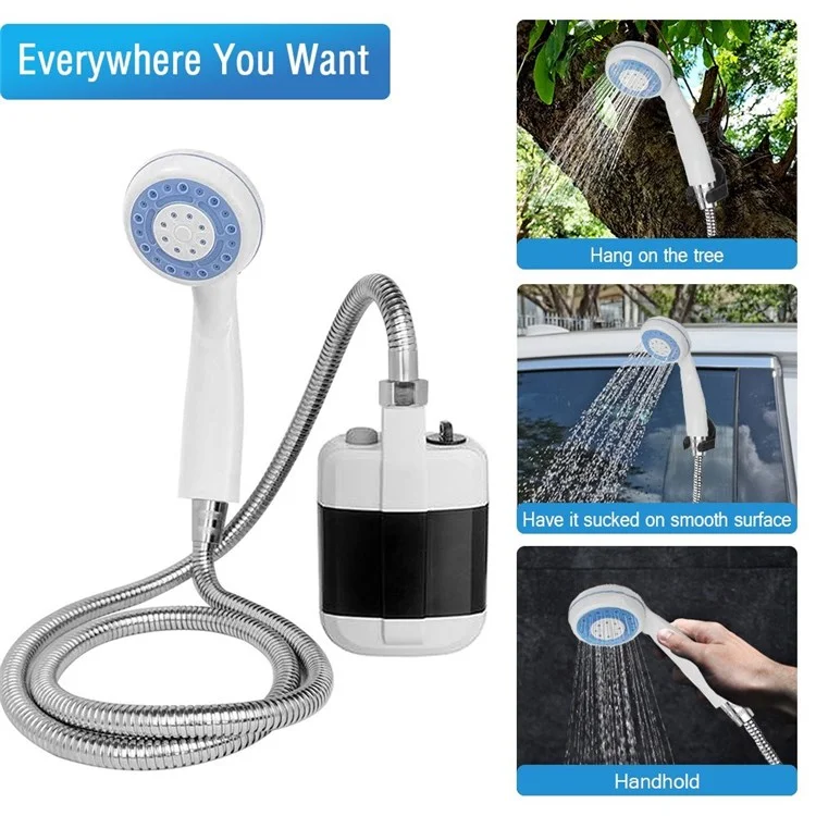 Portable Camping Pet Cleaning Beach Washing Shower 4.9ft Hose Outdoor Shower Device with Rechargeable Pump-Cellmalls