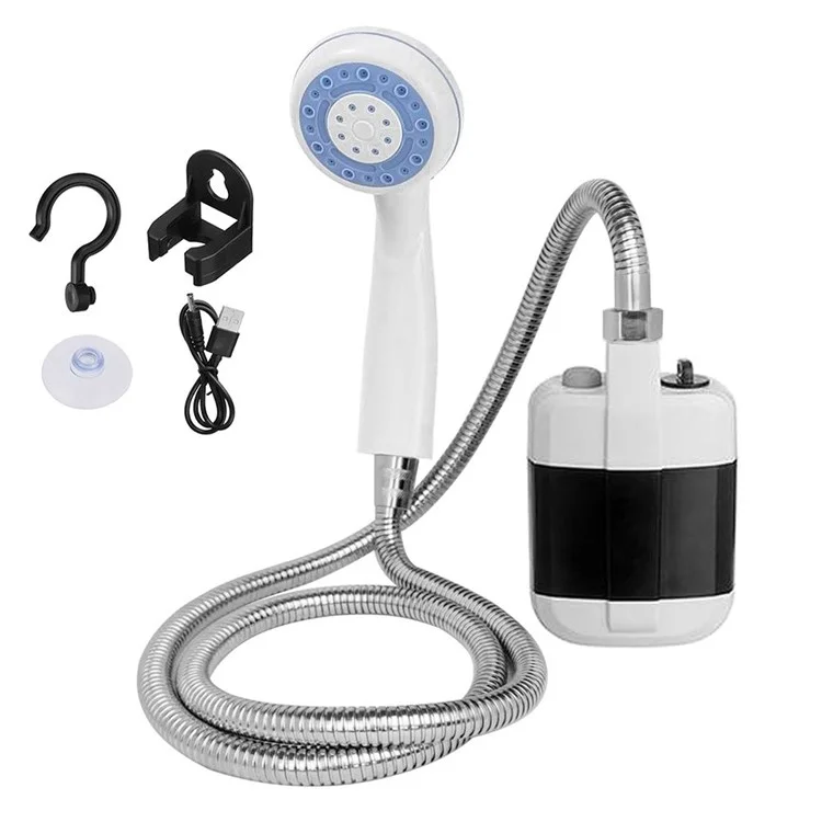 Portable Camping Pet Cleaning Beach Washing Shower 4.9ft Hose Outdoor Shower Device with Rechargeable Pump-Cellmalls