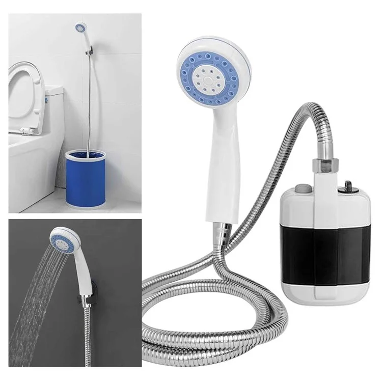 Portable Camping Pet Cleaning Beach Washing Shower 4.9ft Hose Outdoor Shower Device with Rechargeable Pump-Cellmalls