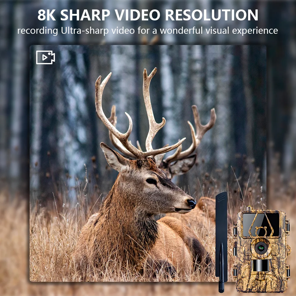 PR801LTE 4G Trail Camera 60MP 8K 0.2S Trigger Hunting Camera with IP66 Waterproof for Wildlife Monitoring - EU Version-Cellmalls