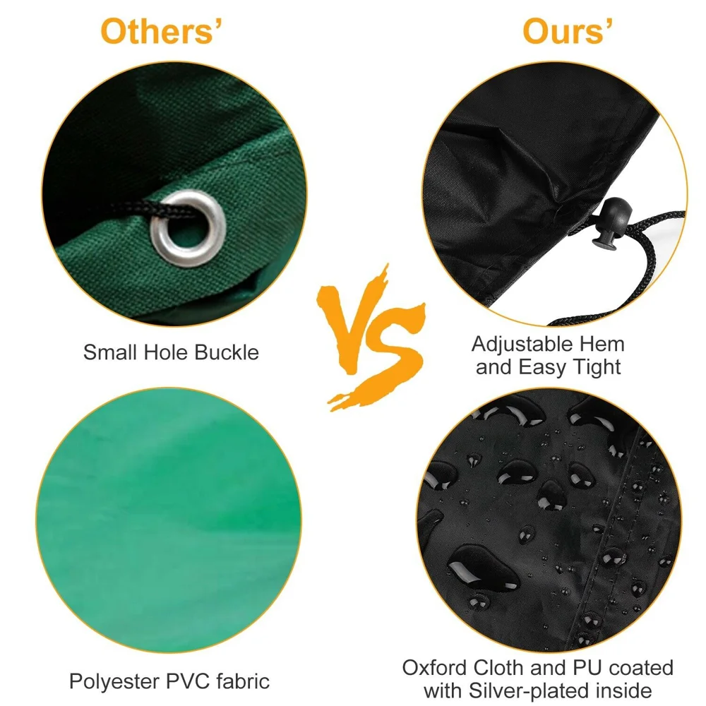 Outdoors BBQ Gas Grill Cover Waterproof 420D Polyester Stove Cover with Adjustable Hem Drawstring - Black / 170x60x117cm-Cellmalls