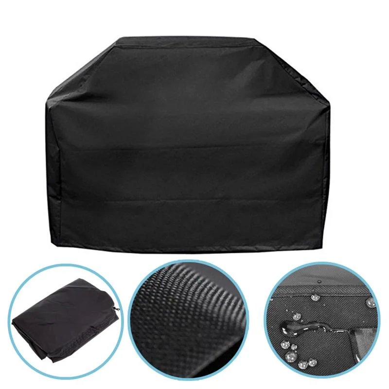 Outdoors BBQ Gas Grill Cover Waterproof 420D Polyester Stove Cover with Adjustable Hem Drawstring - Black / 170x60x117cm-Cellmalls