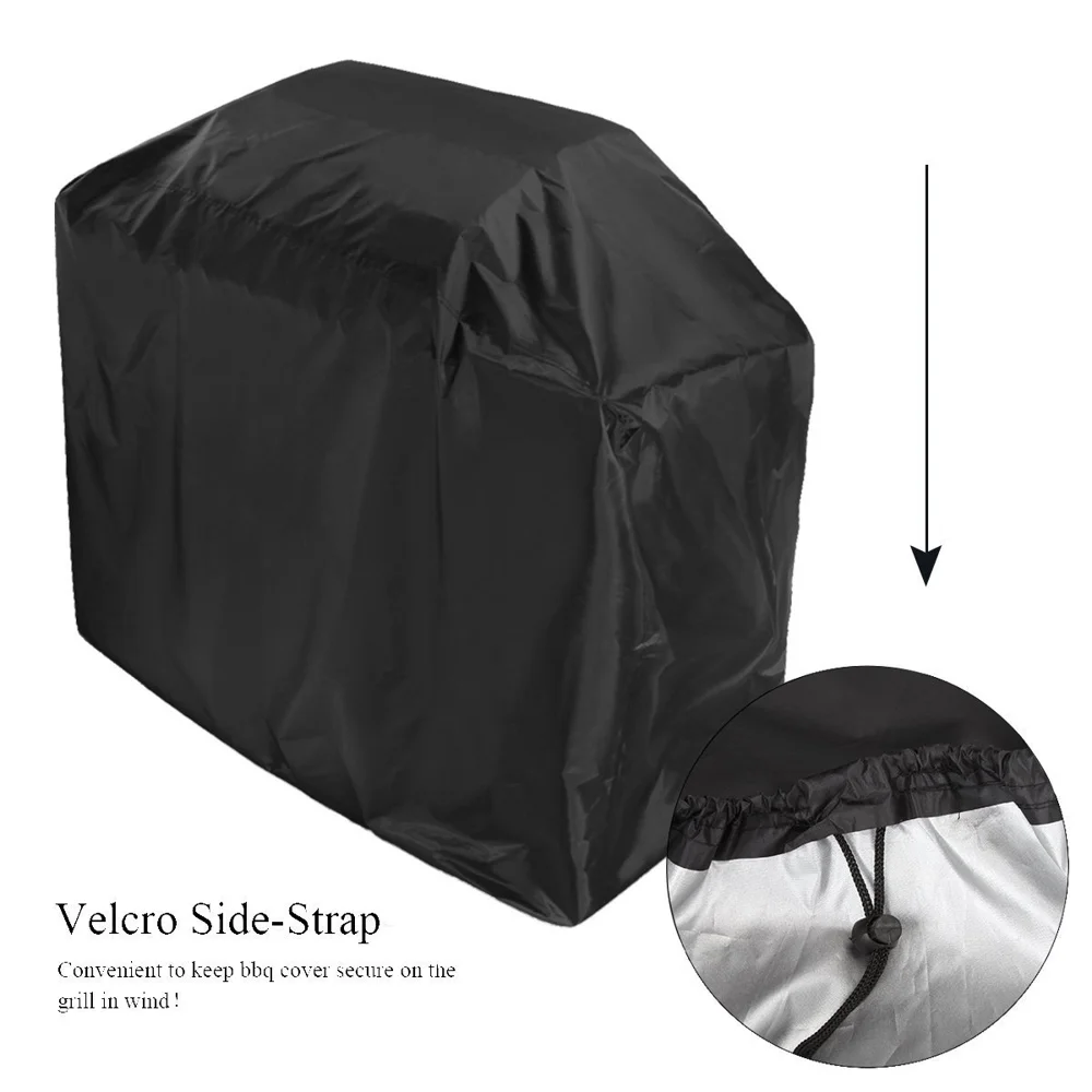 Outdoors BBQ Gas Grill Cover Waterproof 420D Polyester Stove Cover with Adjustable Hem Drawstring - Black / 170x60x117cm-Cellmalls