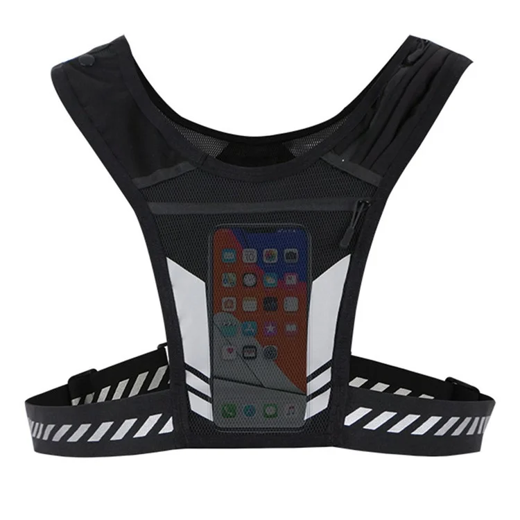 Running Vest Chest Phone Holder Adjustable Waistband Reflective Training Workout Gear with Multiple Pockets-Cellmalls