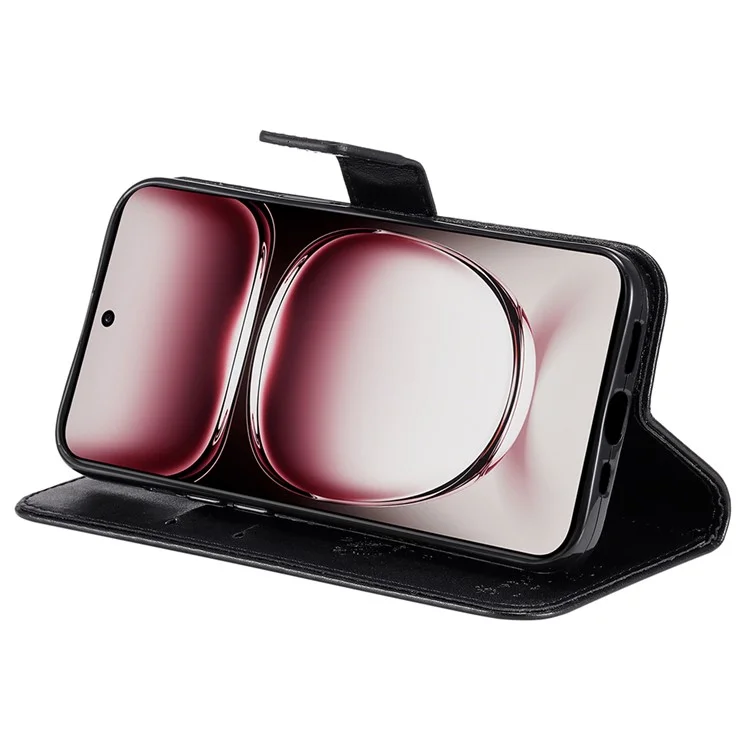 For Oppo Reno12 Pro 5G (Global) / (China) Phone Case with Stand Cat Tree Pattern Leather Wallet Mobile Cover - Black-Cellmalls