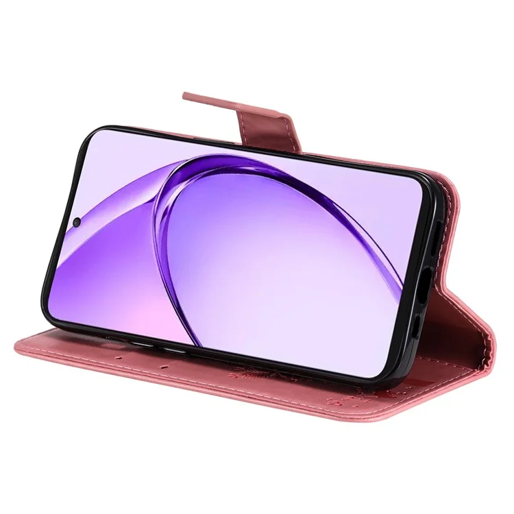 For Oppo A3 Pro (Global) 5G Phone Case with Stand Cat Tree Pattern Leather Wallet Mobile Cover - Pink-Cellmalls