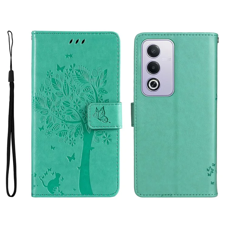 For Oppo A3 Pro (Global) 5G Phone Case with Stand Cat Tree Pattern Leather Wallet Mobile Cover - Pink-Cellmalls