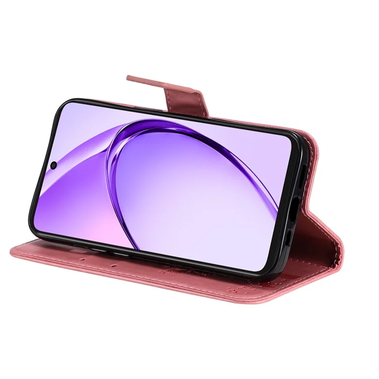 For Oppo A3x 4G / 5G (India) / A3 4G / 5G / A60 5G / A40 4G / A40M 4G Phone Case with Stand Cat Tree Pattern Leather Wallet Mobile Cover - Pink-Cellmalls