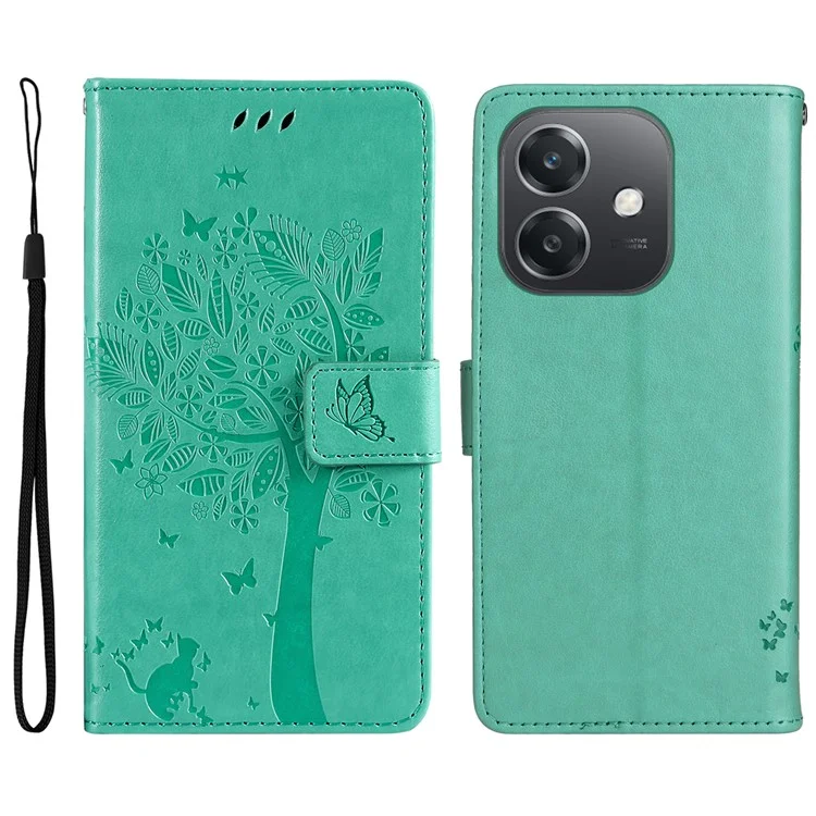 For Oppo A3x 4G / 5G (India) / A3 4G / 5G / A60 5G / A40 4G / A40M 4G Phone Case with Stand Cat Tree Pattern Leather Wallet Mobile Cover - Pink-Cellmalls