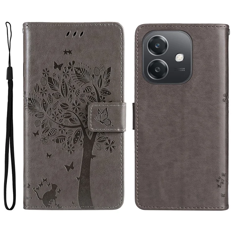 For Oppo A3x 4G / 5G (India) / A3 4G / 5G / A60 5G / A40 4G / A40M 4G Phone Case with Stand Cat Tree Pattern Leather Wallet Mobile Cover - Pink-Cellmalls