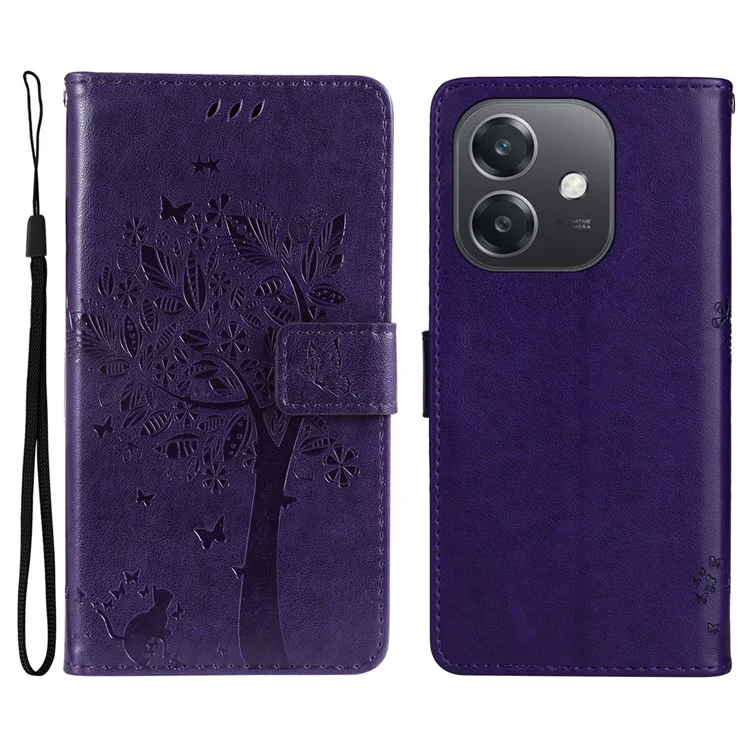 For Oppo A3x 4G / 5G (India) / A3 4G / 5G / A60 5G / A40 4G / A40M 4G Phone Case with Stand Cat Tree Pattern Leather Wallet Mobile Cover - Pink-Cellmalls