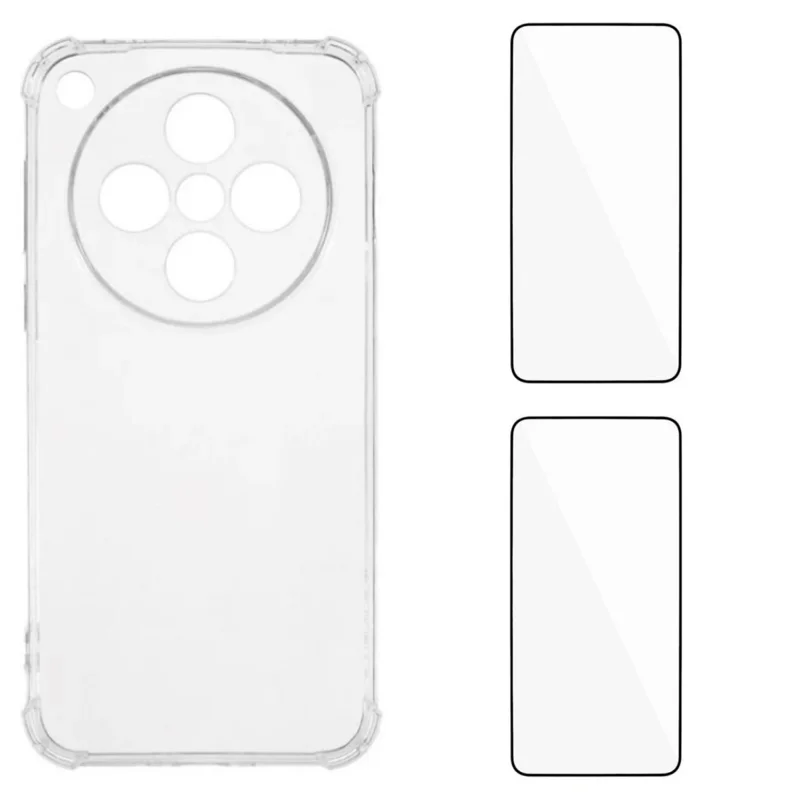 For Oppo Find X8 5G TPU Case WANLONFENG WL3 Series 1.5mm Phone Cover with 2Pcs Tempered Glass Films - Transparent-Cellmalls