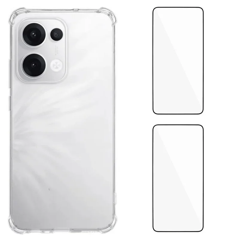 For Oppo Reno13 Pro 5G TPU Case WANLONFENG WL3 Series 1.5mm Phone Cover with 2Pcs Tempered Glass Films - Transparent-Cellmalls