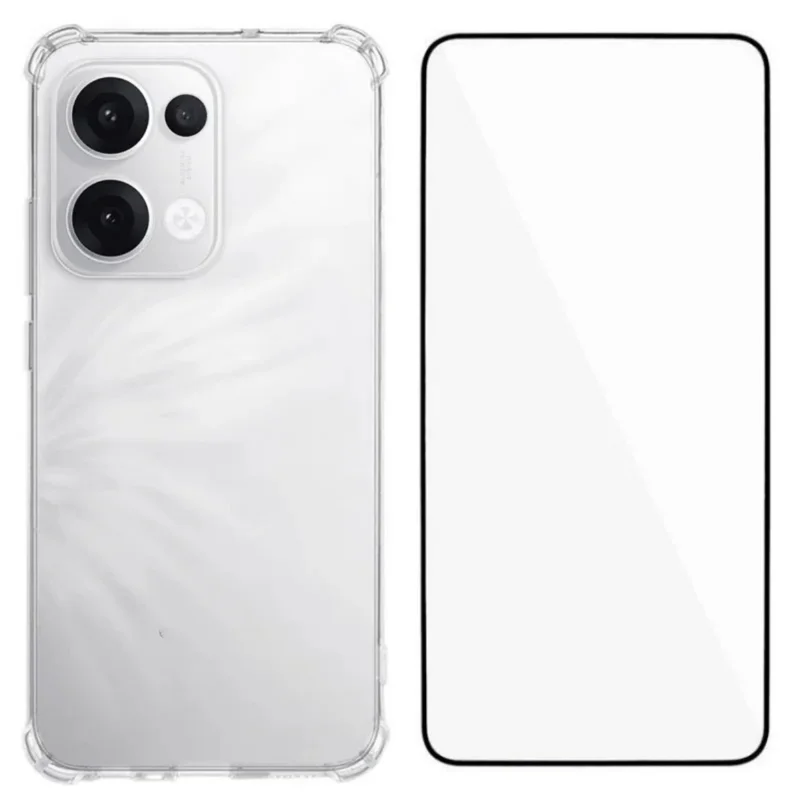 For Oppo Reno13 5G (Global) TPU Case WANLONFENG WL3 Series 1.5mm Phone Cover with Tempered Glass Film - Transparent-Cellmalls