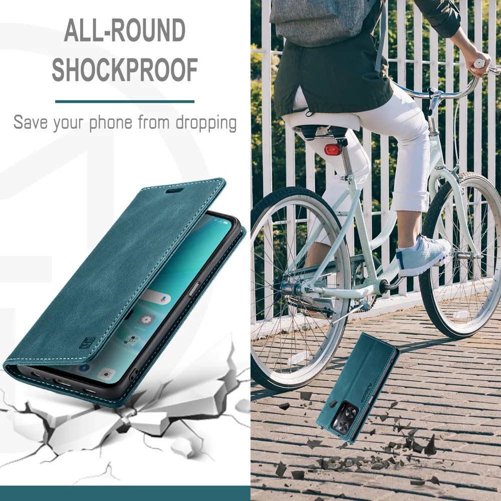 For Oppo A57s 4G / Oppo A57e 4G / Oppo A77 4G / Oppo A77s 4G / Oppo A57 4G Wallet Case AUTSPACE A01 Leather Stand Cover with RFID Blocking Card Holder - Black-Cellmalls