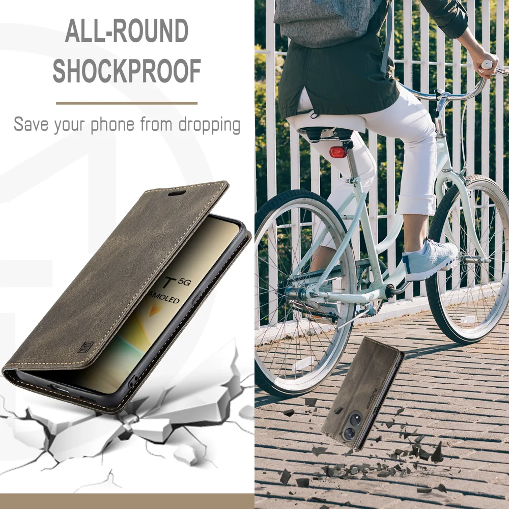 For Oppo Reno8 T 5G Wallet Case AUTSPACE A01 Leather Stand Cover with RFID Blocking Card Holder - Black-Cellmalls