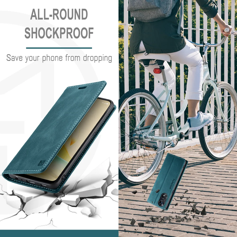 For Oppo Reno8 T 4G Wallet Case AUTSPACE A01 Leather Stand Cover with RFID Blocking Card Holder - Black-Cellmalls