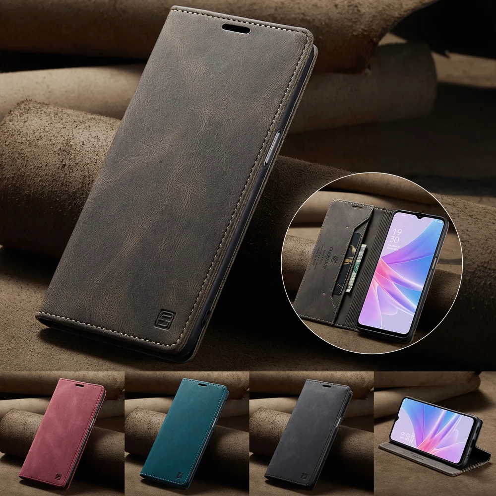 For Oppo A58 5G / Oppo A58x 5G / Oppo A1x 5G / Oppo A78 5G Wallet Case AUTSPACE A01 Leather Stand Cover with RFID Blocking Card Holder - Black-Cellmalls