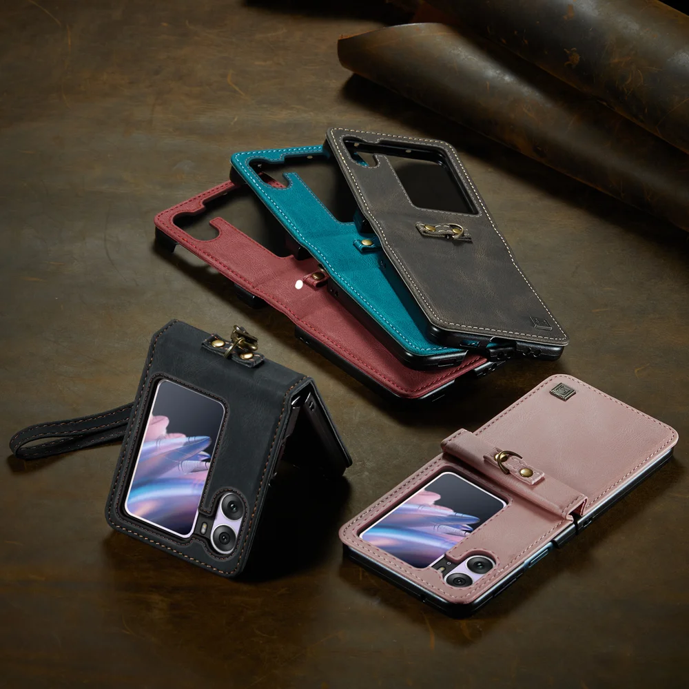 For Oppo Find N2 Flip 5G Wallet Case AUTSPACE A01 Leather Stand Cover with RFID Blocking Card Holder - Black-Cellmalls