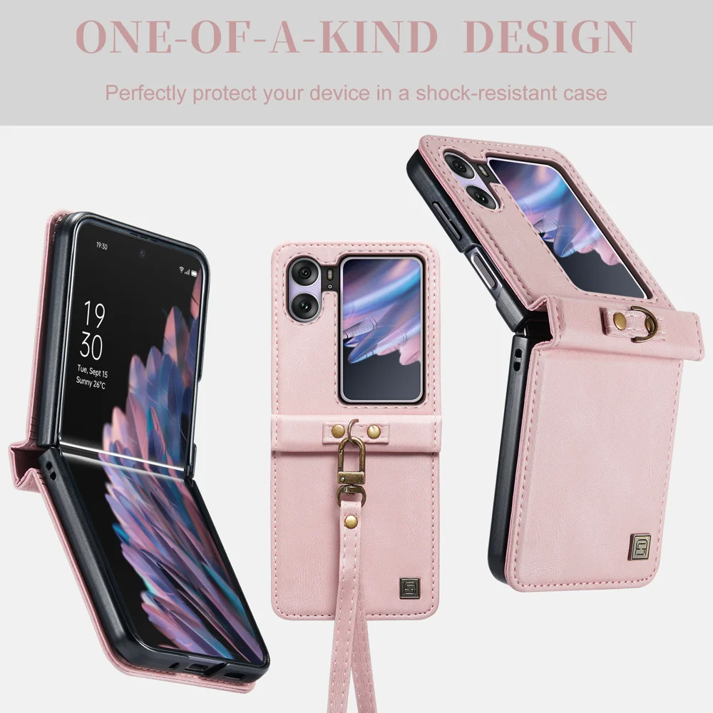 For Oppo Find N2 Flip 5G Wallet Case AUTSPACE A01 Leather Stand Cover with RFID Blocking Card Holder - Black-Cellmalls